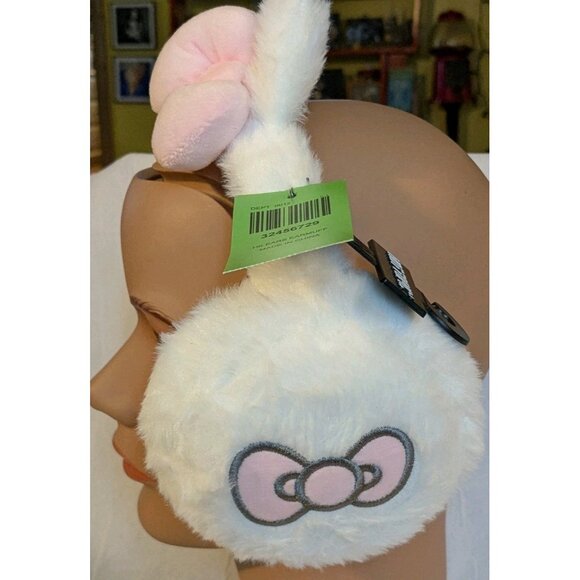 NWT Sanrio Hello Kitty Ear Muffs Fuzzy Hot Topic Pink Bow Faux Fur Cat Kawaii - Picture 10 of 16